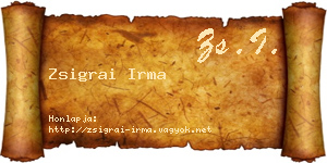 Zsigrai Irma névjegykártya